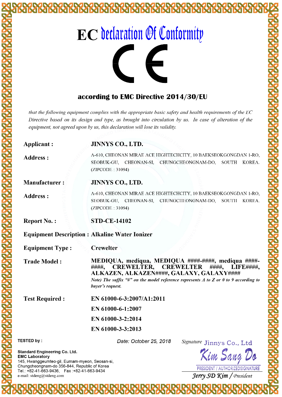 EC Declaration of Conformity – MEDIQUA models